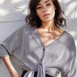 VETTA black and white striped The Boyfriend Shirt button up capsule top XS NEW